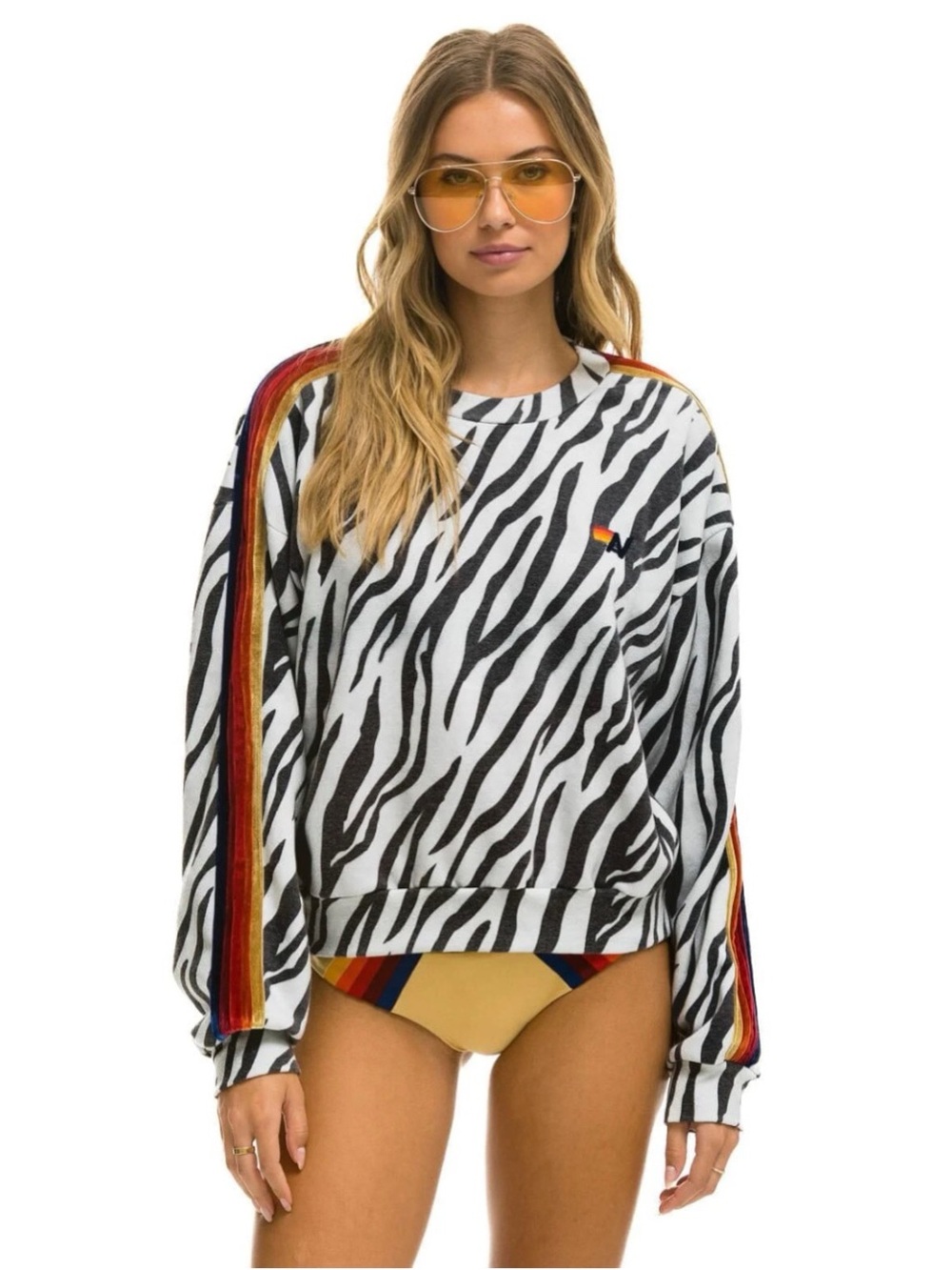 #1757 CLASSIC RELAXED FIT CREW SWEATSHIRT - ZEBRA Small